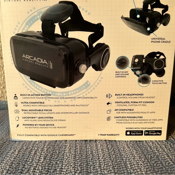Arcadia Virtual Reality Headset 360 white and black NEW NIB - Picture 2 of 13